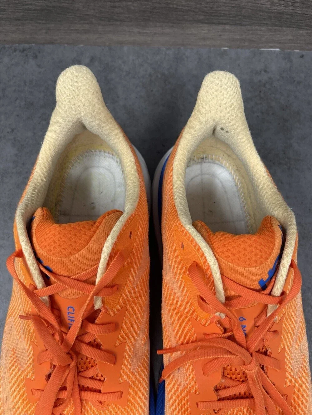 HOKA Clifton 9 Vibrant Orange Impala Mens Size 13 Running Walking Shoes Sneakers